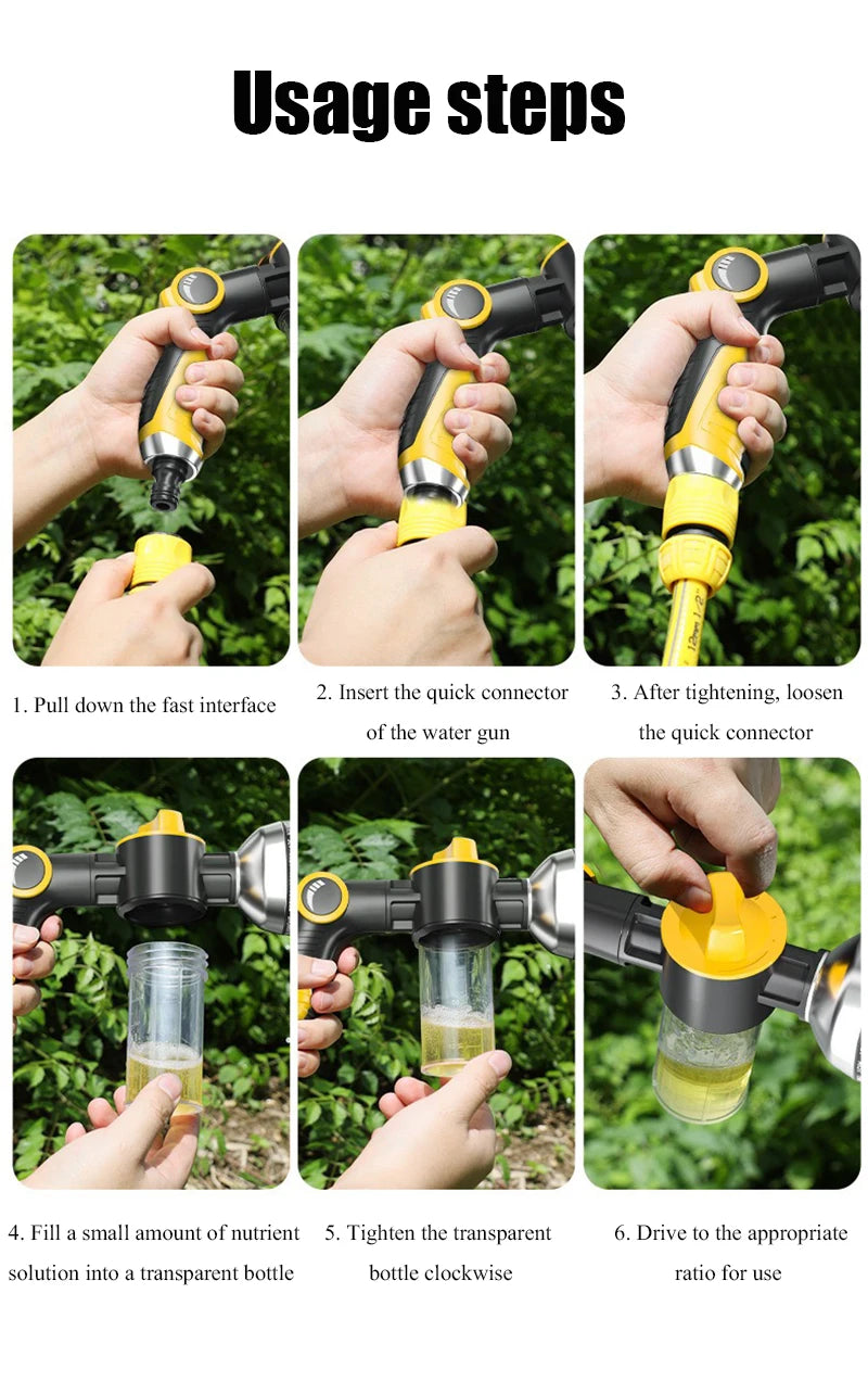 High Pressure Water Gun 10M Hose Sprayer Foam Sprinkler Garden Watering Equipment Washing Machine Car Washer Spray Nozzle