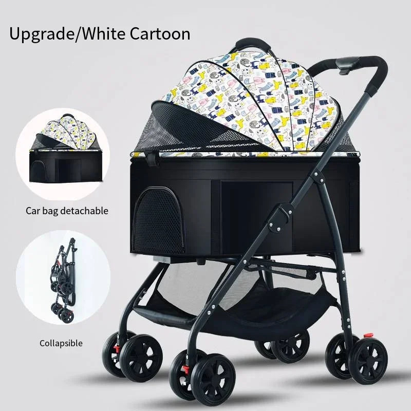 3-in-1 Folding Pet Stroller - Lightweight Travel Cart for Dogs