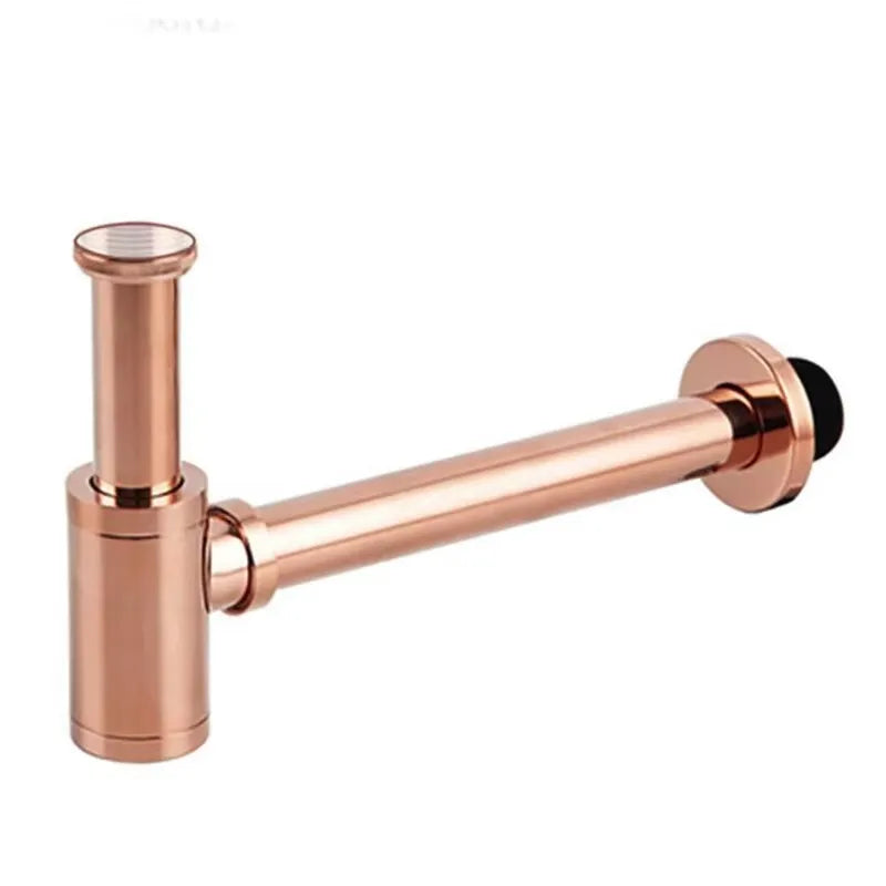 Wash Basin Bottle Plumbing P-Trap Bathroom Sink Siphon Drain Sewer Pipe Kit Luxury Matt Black High Quality Brass Body