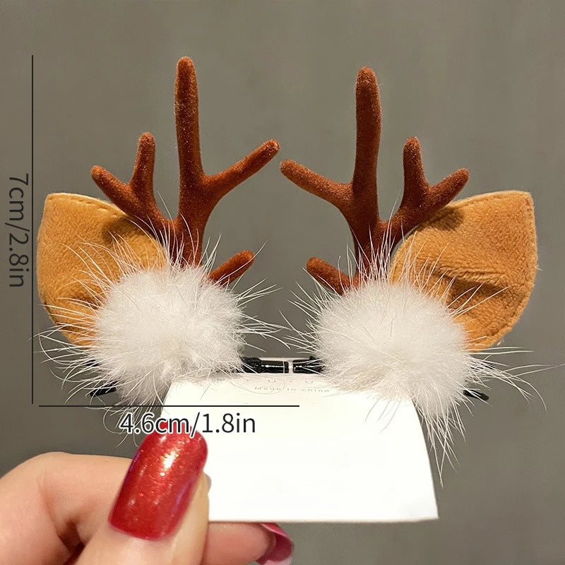 2026 Christmas Hair Clips Kawaii Christmas Headbands Hair Accessories Deer Ear Hairpin for Girl Photograph Prop Xmas Party Decor