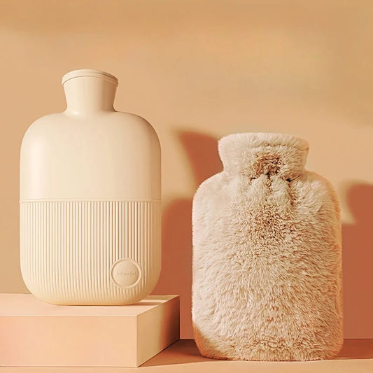 1000ml Hot Water Bottle with Soft Cloth Cover - Non-Slip Grip Warmer