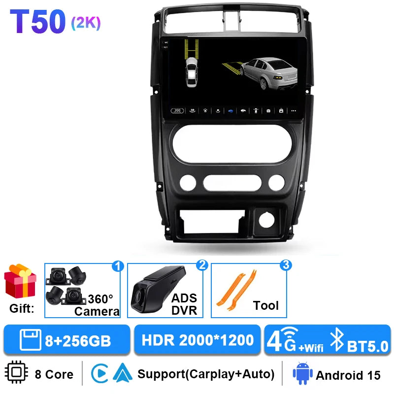 Android 15 Carplay Auto Car Radio For Suzuki Jimny 3 2005-2016 2017 2018 2019 Multimedia Player GPS Stereo DSP WiFi+4G Head Unit
