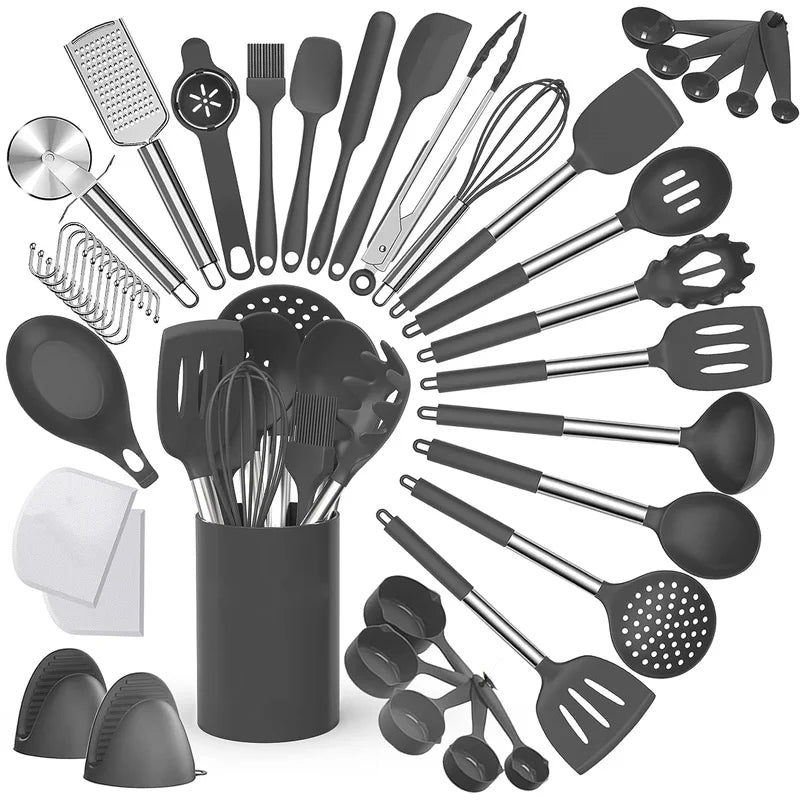 43-Piece Silicone Cooking Utensil Set with Stainless Steel Handles - photo 5