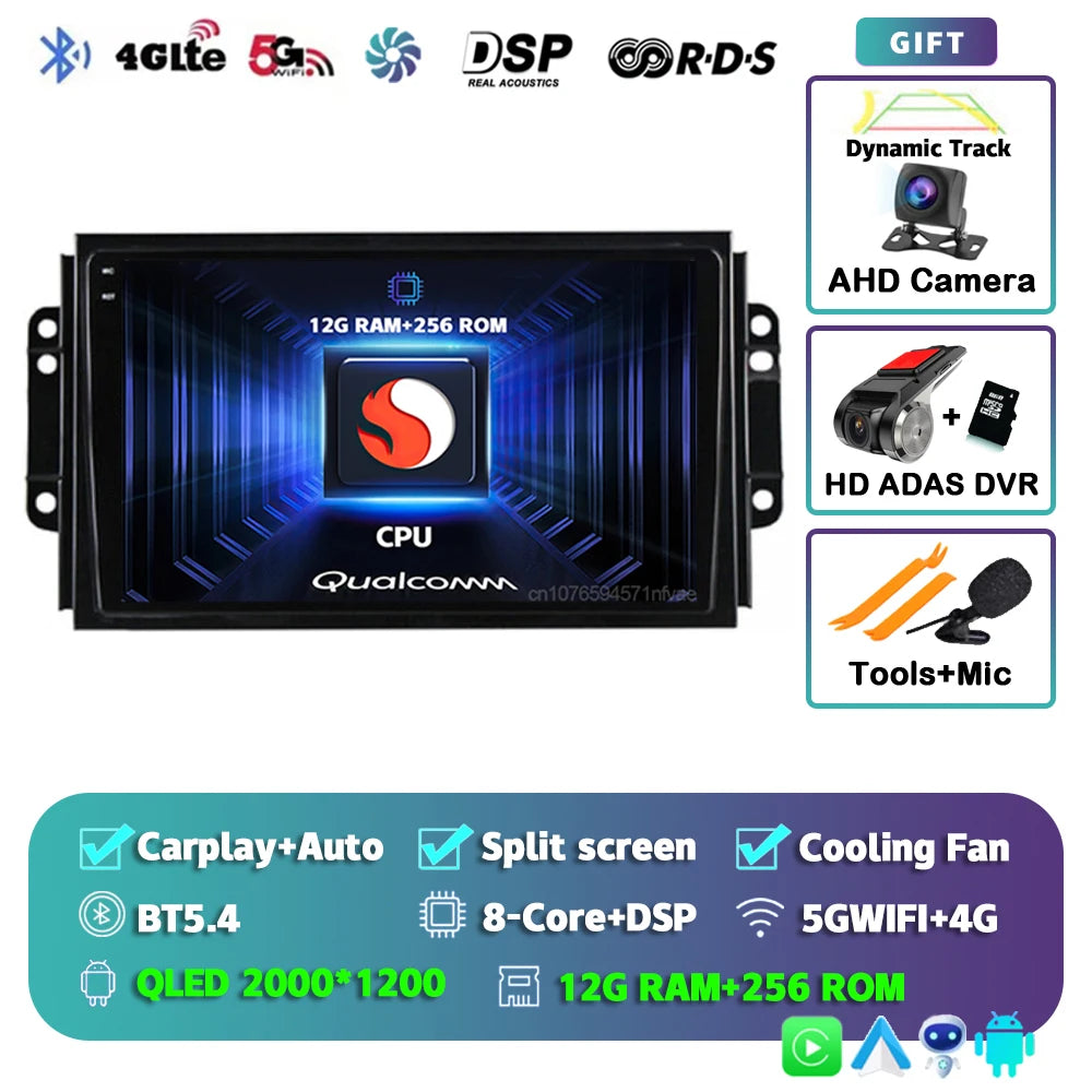 Car Stereo with Apple CarPlay & Android Auto, Compatible with Chery Tiggo 3 3X & Tiggo 2 (2016-2020)