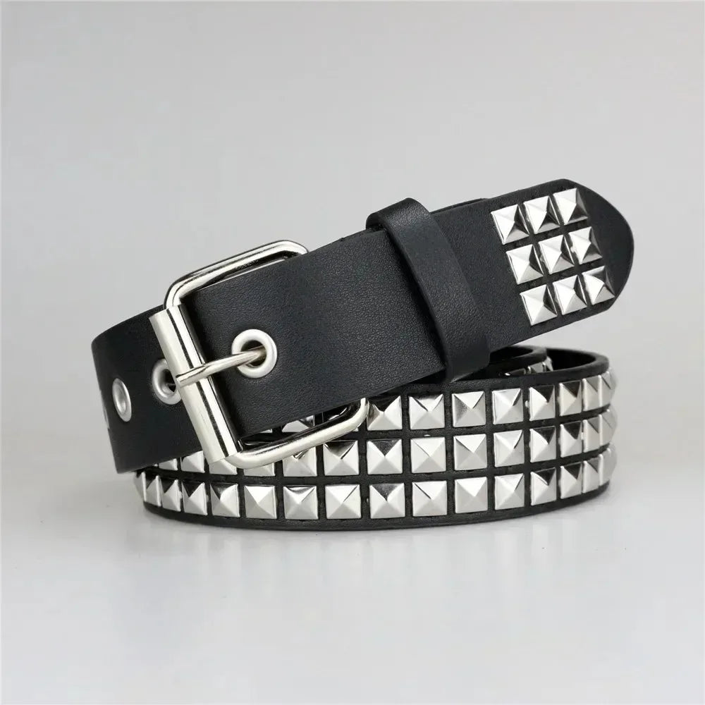 Pyramid Stud Belt — Y2K Punk Rivet Belt for Men & Women