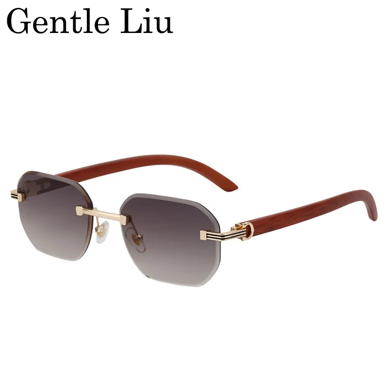 Rimless Square Sunglasses for Men — UV400 Anti-Blue-Light