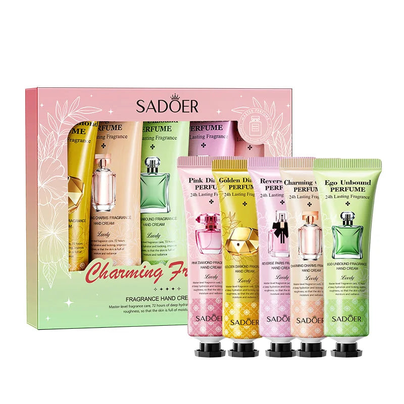 5-Piece Hand Cream Set, Five Styles to Choose from (Golden Diamond Fragrance Hand Cream 30g, Charming Charm Fragrance Hand Cream 30g, Unbounded Fragrance Hand Cream 30g, Paris Reverse Fragrance Hand Cream 30g, Pink Diamond Fr