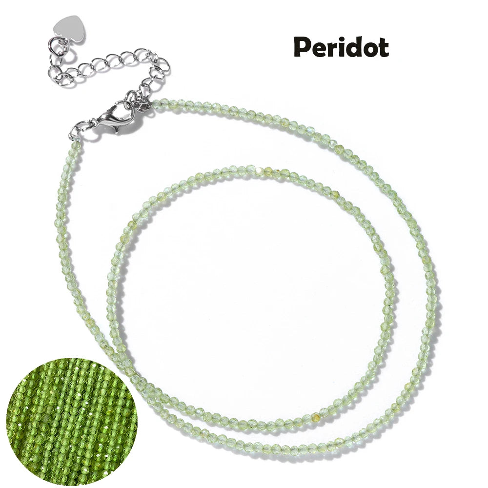 Mini Gem Stone Beaded Necklace 2mm Faceted Natural Agat Quartz Female Fashion Party Choker for Women Girl Jewelry Gift Wholesale