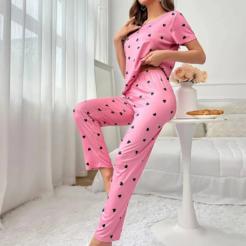 Women's Crew Neck Tee & Plaid Pants Pajama Set - photo 7