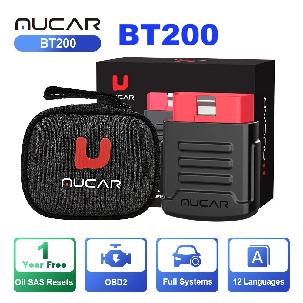 MUCAR BT200 Pro OBD2 Car Diagnostic Scanner with Full System Support
