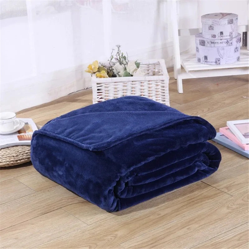 Coral Fleece Flannel Blanket, Soft Lightweight Bed Throw
