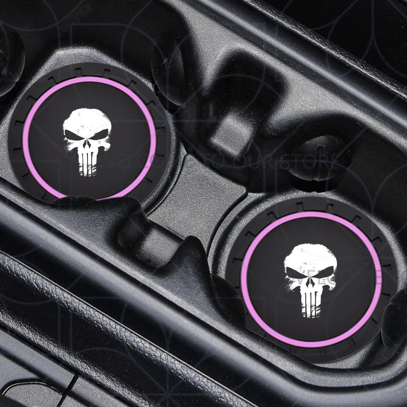 Skull Logo Cup Holder Coasters (2-Pack) - Jeep Wrangler, Dodge Challenger & RAM