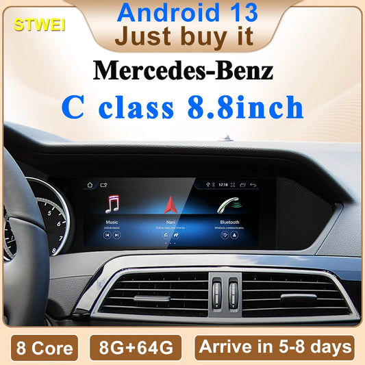 8.8" Car Stereo with Apple CarPlay & Android Auto, Compatible with Mercedes-Benz C-Class W204 S204 (2011-2015)