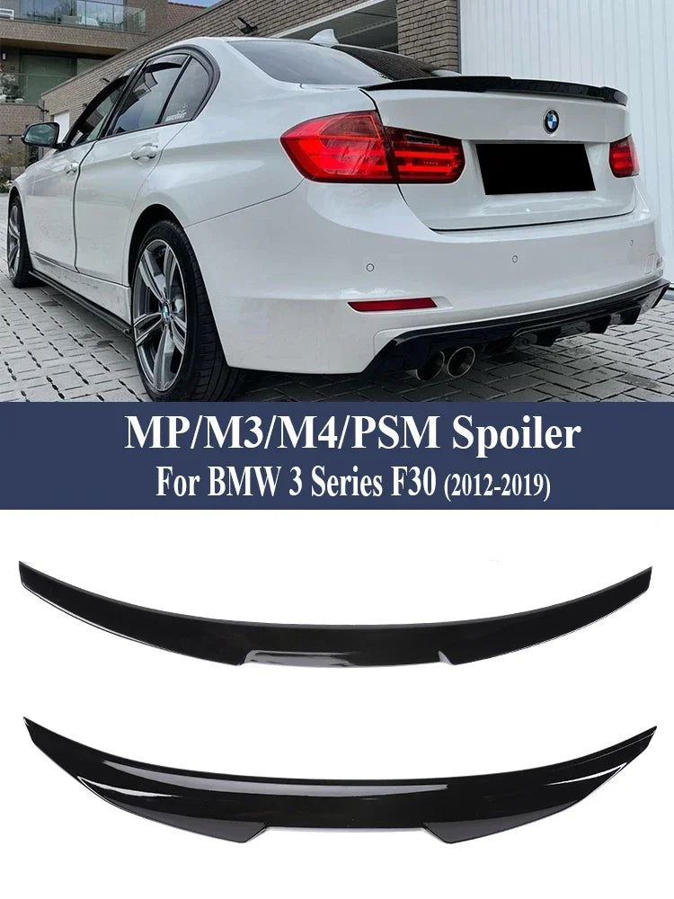 Carbon Fiber Rear Bumper Lip Trunk Wing MP M4 PSM Style Roof Spoiler Kit For BMW 3 Series F30 F31 F35 2026-2026 Gloss Black