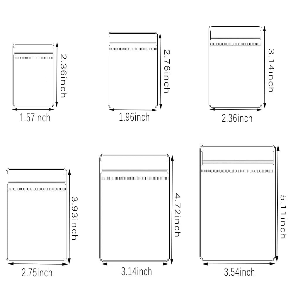 100PCS Clear PVC Jewelry Zip Bags – Self-Sealing Storage Bags for Rings, Earrings & Bracelets | 7 Sizes