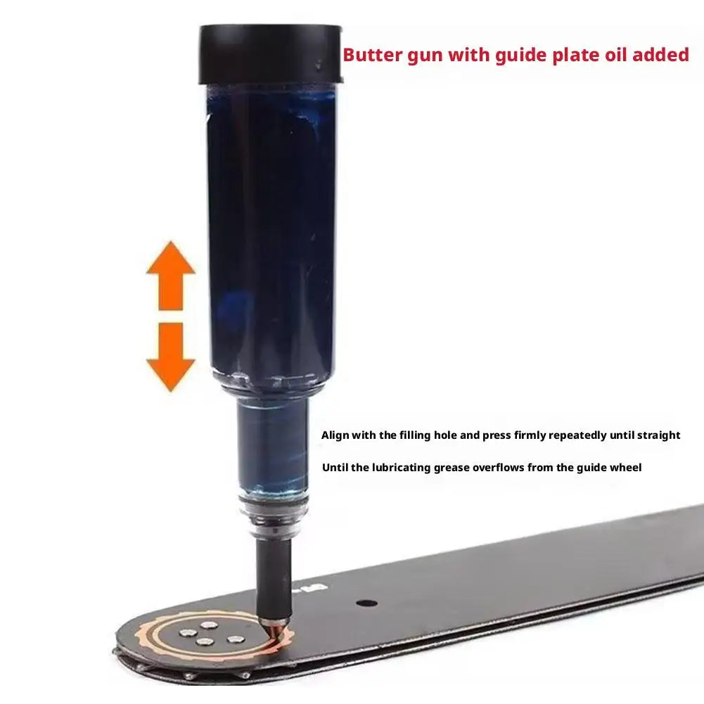 Grease Gun For Chainsaw Sprocket Nose Guide Bar, Chainsaw Guide Bar Maintenance, Chain Saw Guide Oiler Hand-Push Grease Oiler