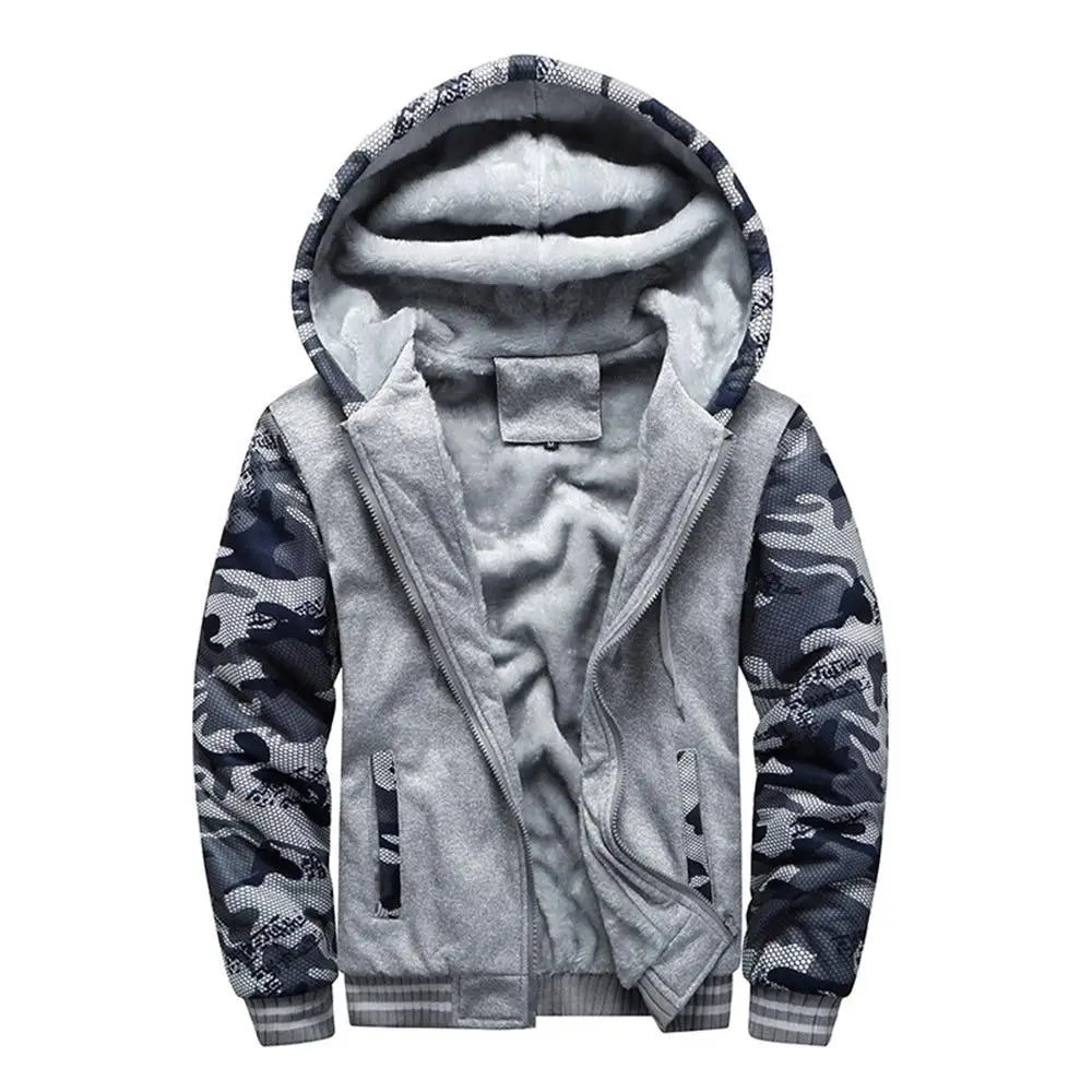 Men's Camo Fleece-Lined Hooded Jacket