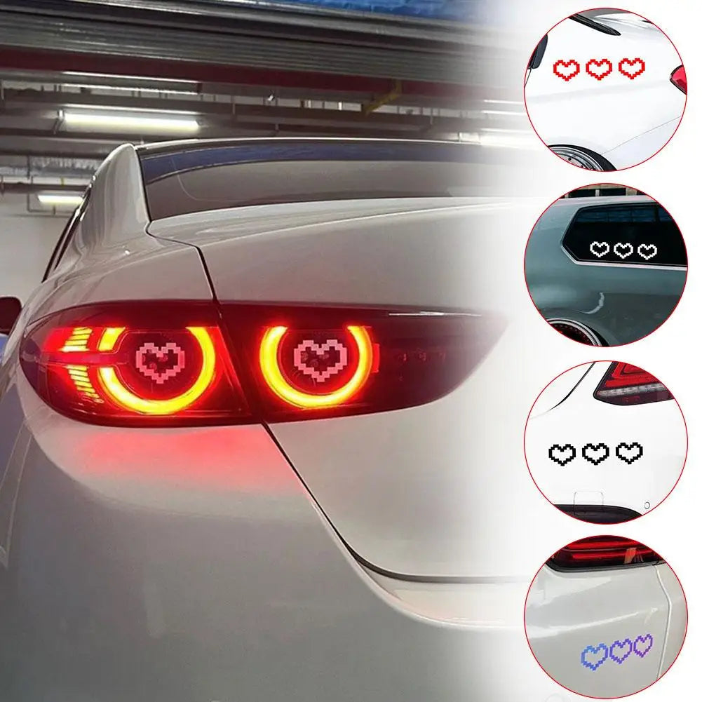 Pixel Heart Car Sticker - 6-Bit Love Decal for Window Headlight Taillight, Waterproof Vinyl Decoration to Personalize Your Car