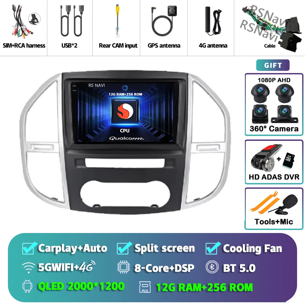 Android Car Radio Head Unit with CarPlay for Mercedes-Benz Vito W447 (2014-2020)
