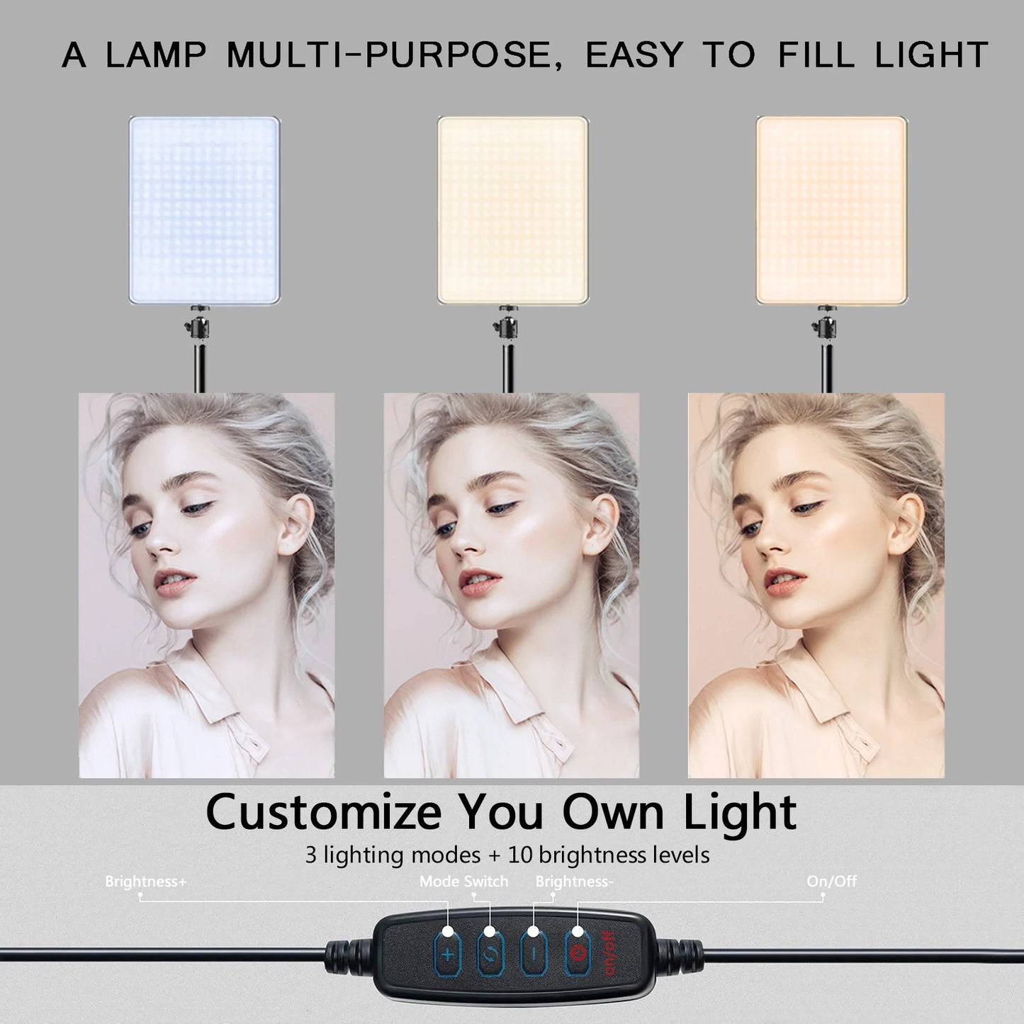 LED Video Conference & Photography Light – Bi-Color 3300K-5600K Studio Lamp with Tripod | TikTok, Zoom & Live Streaming