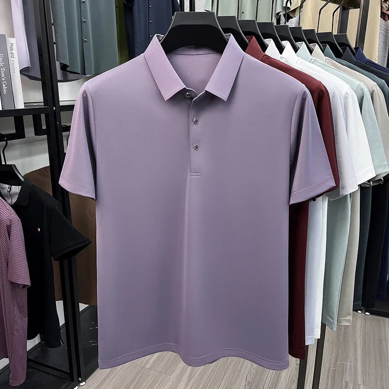 Men's Turn-Down Collar Polo - Quick-Dry Moisture-Wicking, Business