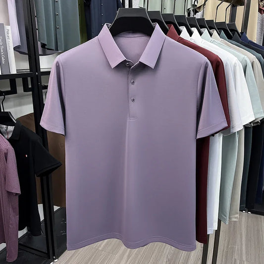 Men's Turn-Down Collar Polo - Quick-Dry Moisture-Wicking, Business