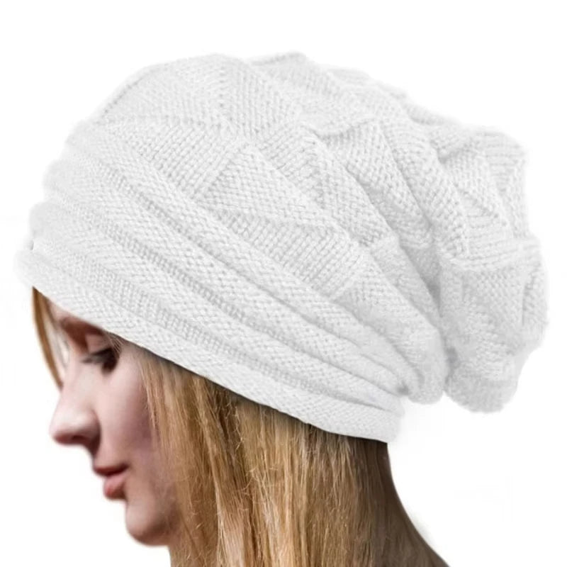 Winter Knitted Hat for Women Baggy Slouchy Beanie Hats Outdoor Warm Cap Bonnet Female Snow Skiing Warm Woolen Caps