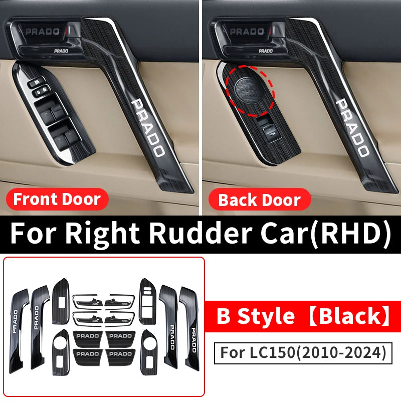 For Toyota Land Cruiser Prado 150 2010-2024 2023 2022 Car Door Handle Decorative Glass Switch Button LC150 Interior Accessories