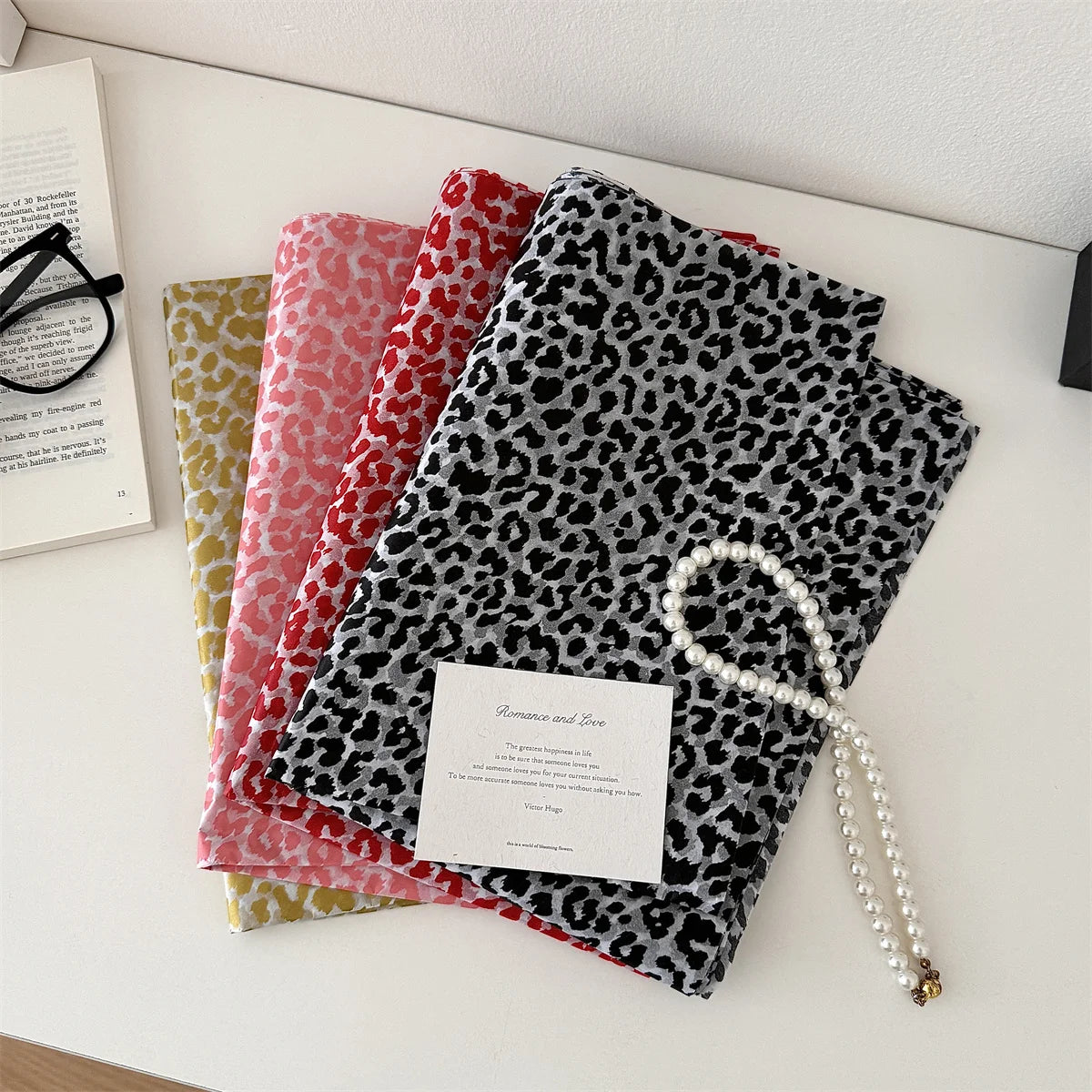 50*70cm Leopard Print Gift Wrapping Paper DIY Handmade Holiday Gift Color Leopard 10 Sheets Per Bag