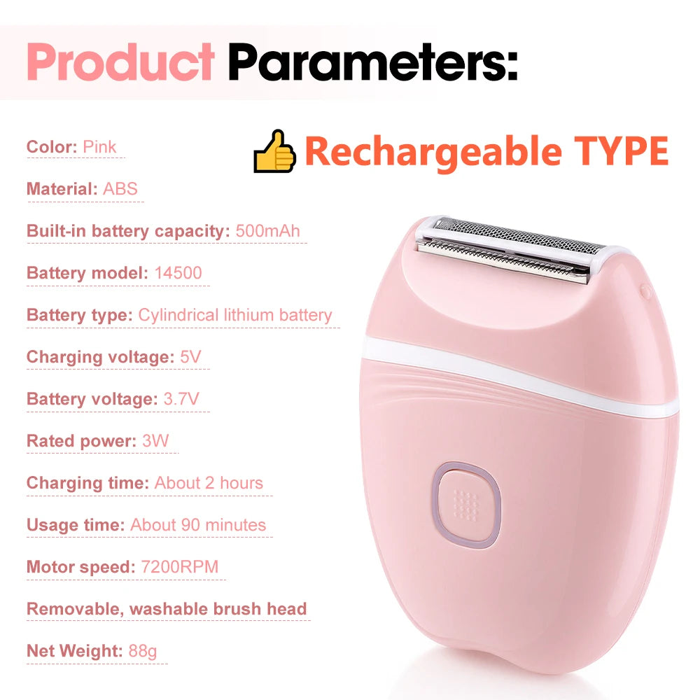 Electric Razor for Women, 3-in-1 Lady Shaver Bikini Trimmer, Cordless Wet & Dry Body Hair Remover for Legs Underarm Face
