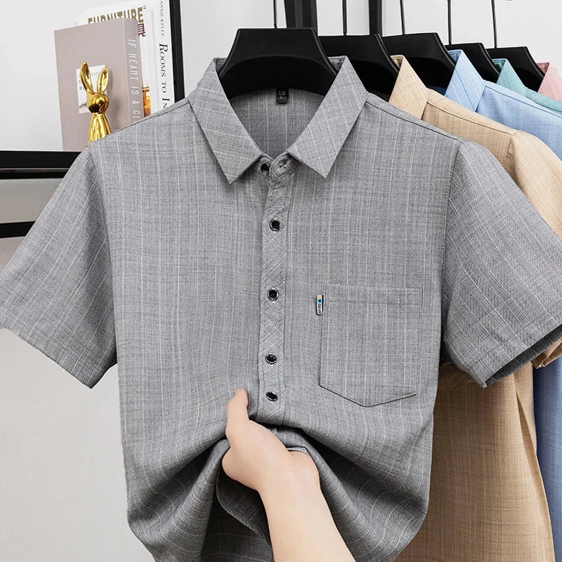 Men's Casual Short-Sleeve Shirt - Soft Wrinkle-Resistant, Travel