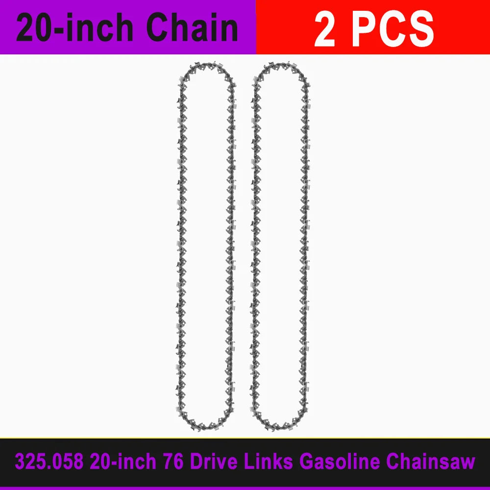 20" Professional Gas Chainsaw 76DL Chain 0.325" Pitch 0.058" Guide Tooth Top-quality Alloy Rounded 20 inch Gasoline Chainsaw Set