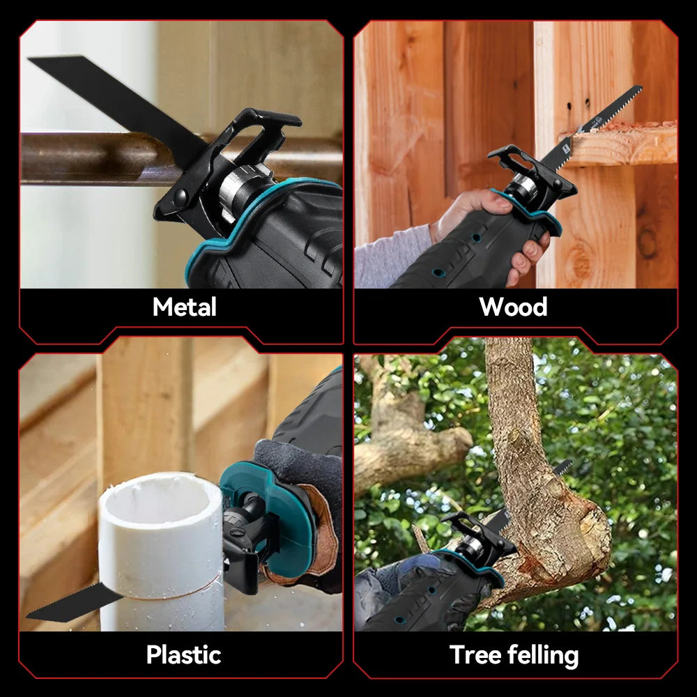 ONEVAN 3000W Cordless Reciprocating Saw Adjustable Speed Chainsaw Wood Metal Pipe Cutting Electric Saw For Makita Battery Pin