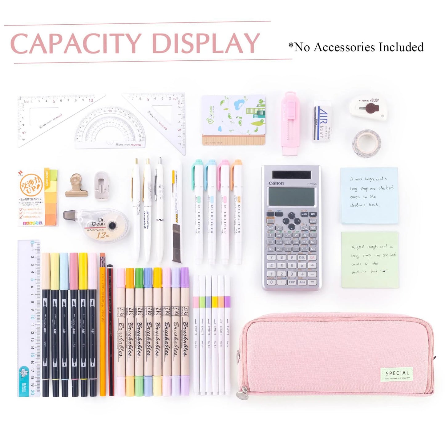 Large Capacity Pencil Case 3 Compartment Multifunctional Pen Bag for Girls Boy School Student Office Stationery Organizer