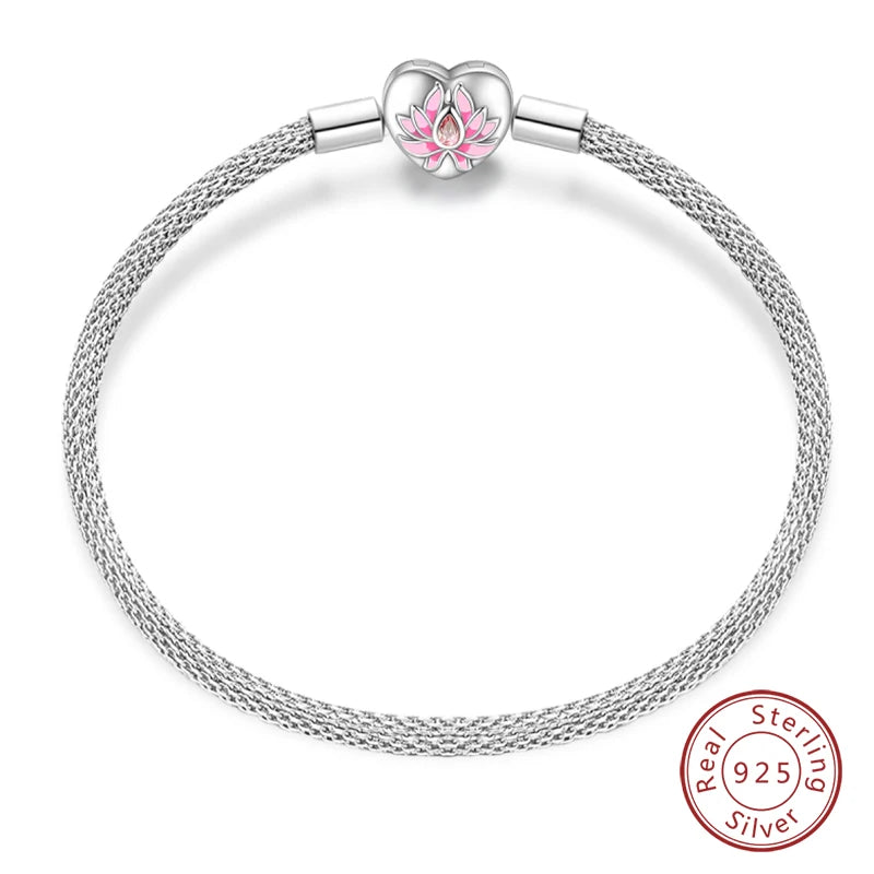 925 Sterling Silver Charm Bracelet – Star Moon Sun Four Leaf Clover Zircon | DIY Birthday Gift for Women (17-20cm)