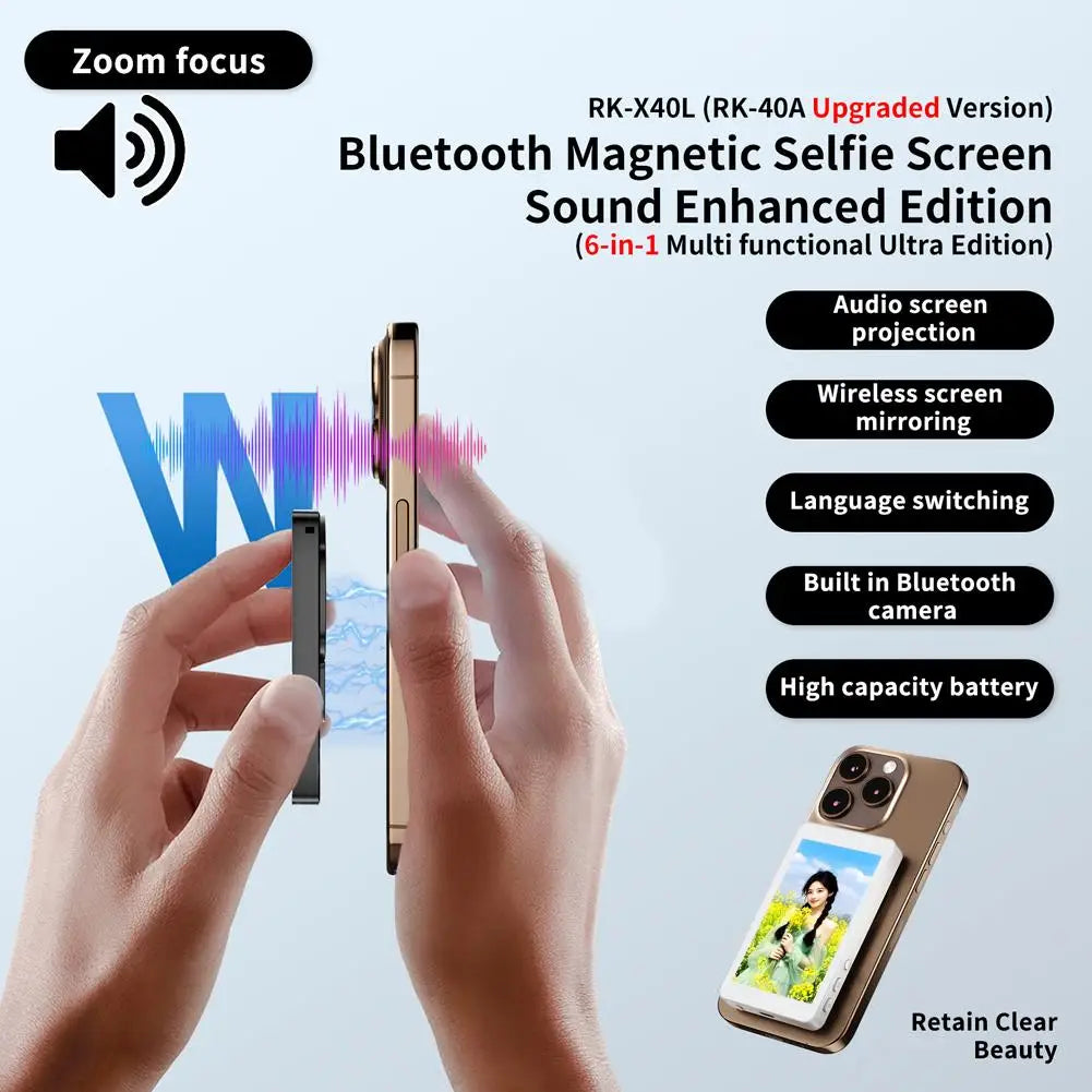 Magnetic Cell Phone Vlog Self Timer Monitor Screen Using Rear Camera Monitor For Live Streaming Creating Content Self-Timer