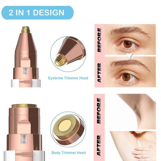 2-in-1 Mini Eyebrow Trimmer & Razor with Built-In LED Light