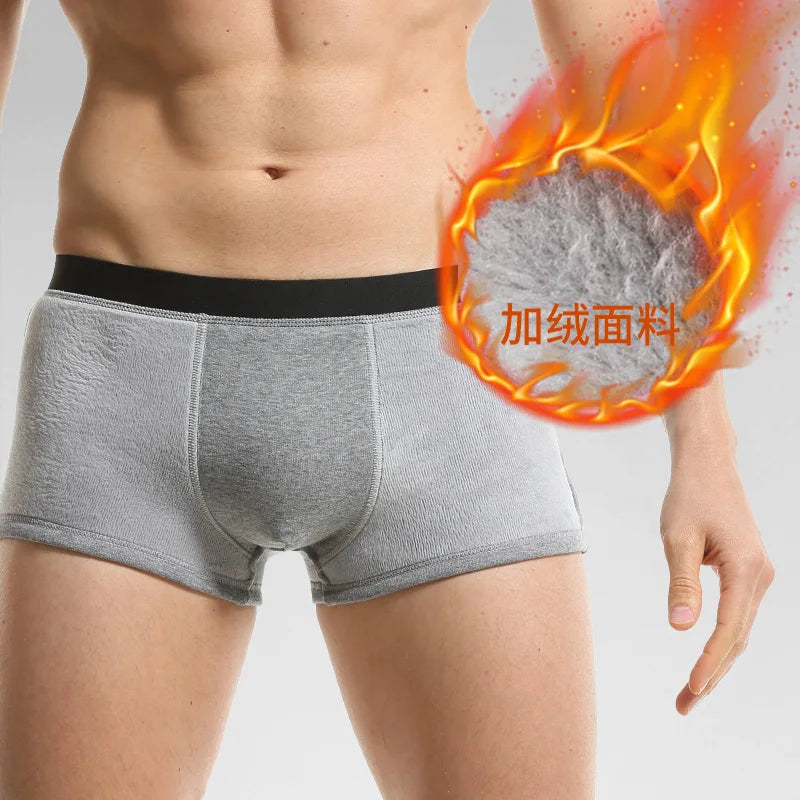Men's Fleece Lined Thermal Boxer Shorts - Straight-Leg Winter Underwear - photo 2