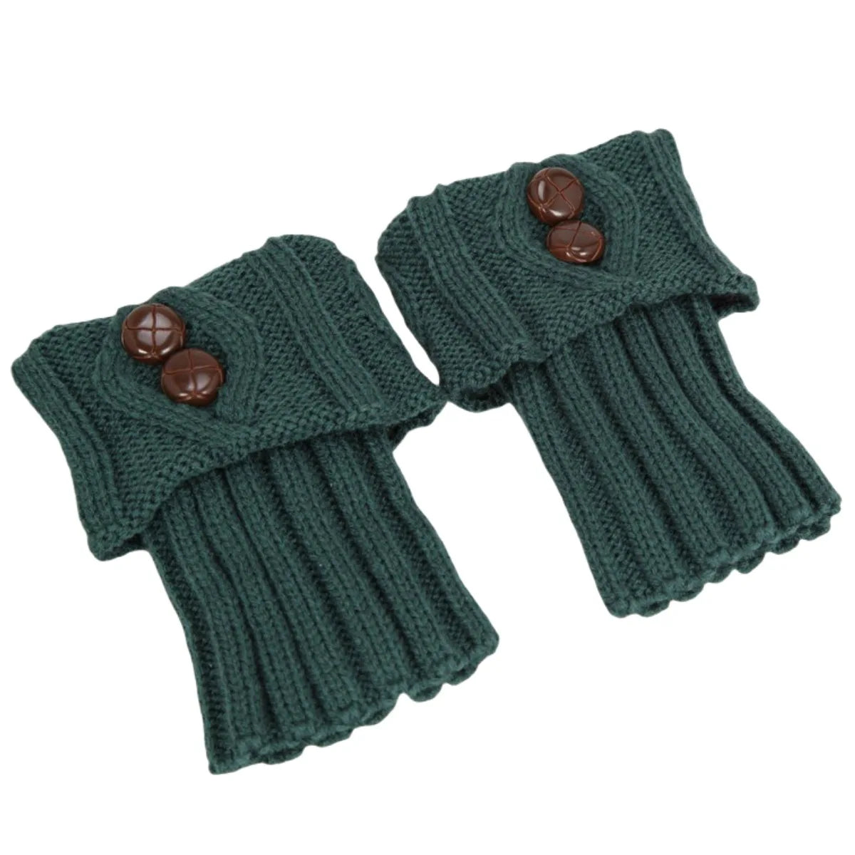 Women's Knit Boot Cuffs, Short Leg Warmers with Buttons