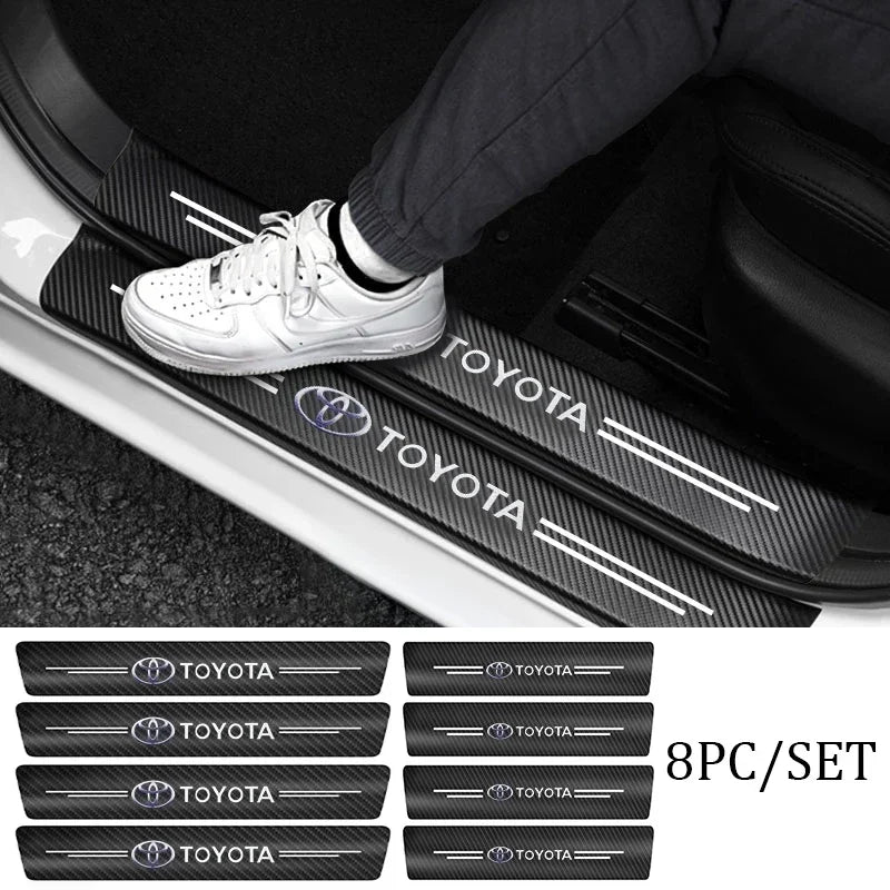 Carbon Fiber Car Door Sill Protector Threshold Stickers For Toyota Corolla Yaris Rav4 Camry Avensis Auris C-hr Prius Vios AYGO