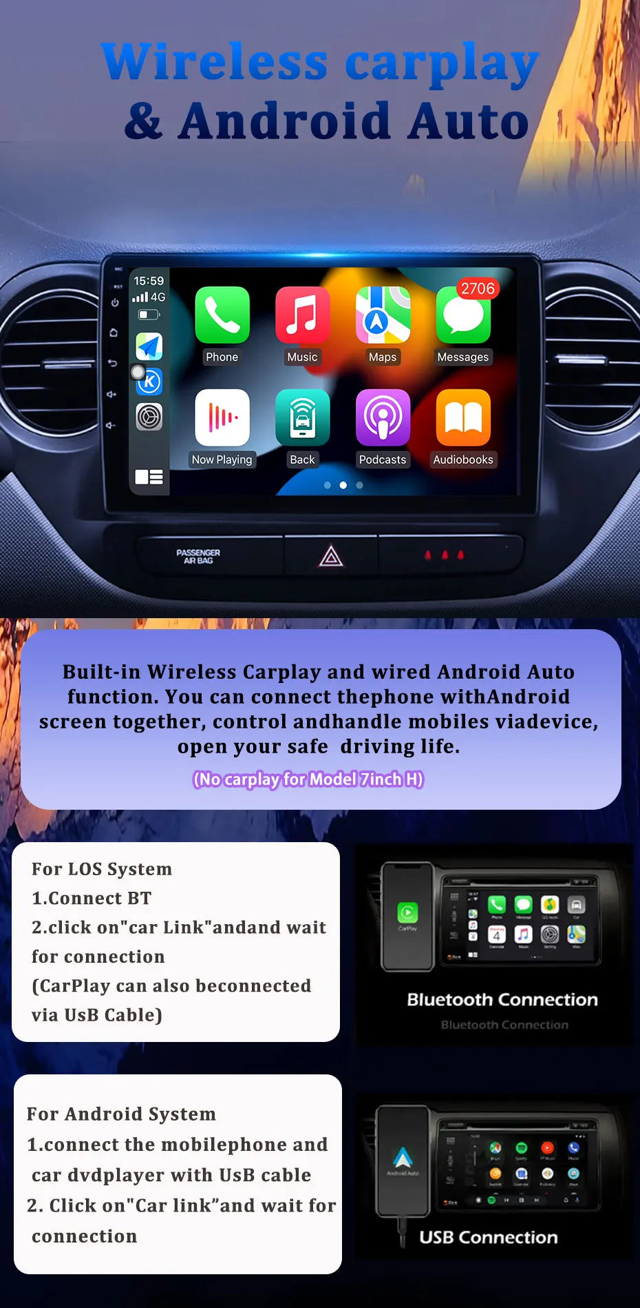 Car Stereo with Apple CarPlay & Android Auto, Compatible with Peugeot Partner 1 (2002-2008)
