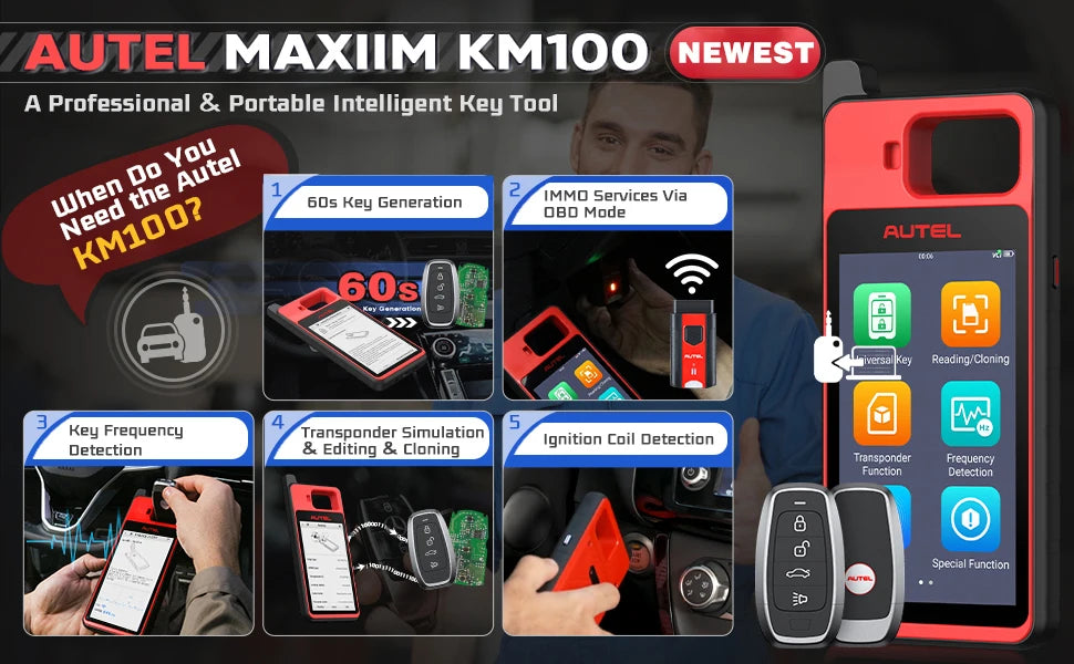 Autel MaxiIM KM100 KM100X Key Programming Tool Lifetime Free IMMO Immobilizer Key FOB Programmer OBD IMMO Key Learning PK IM508
