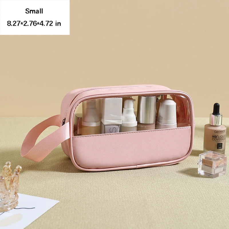 Portable Toiletry Bags with Handle, Translucent Waterproof travel Make up Bags for Women, Large Capacity Travel Cosmetic Bags