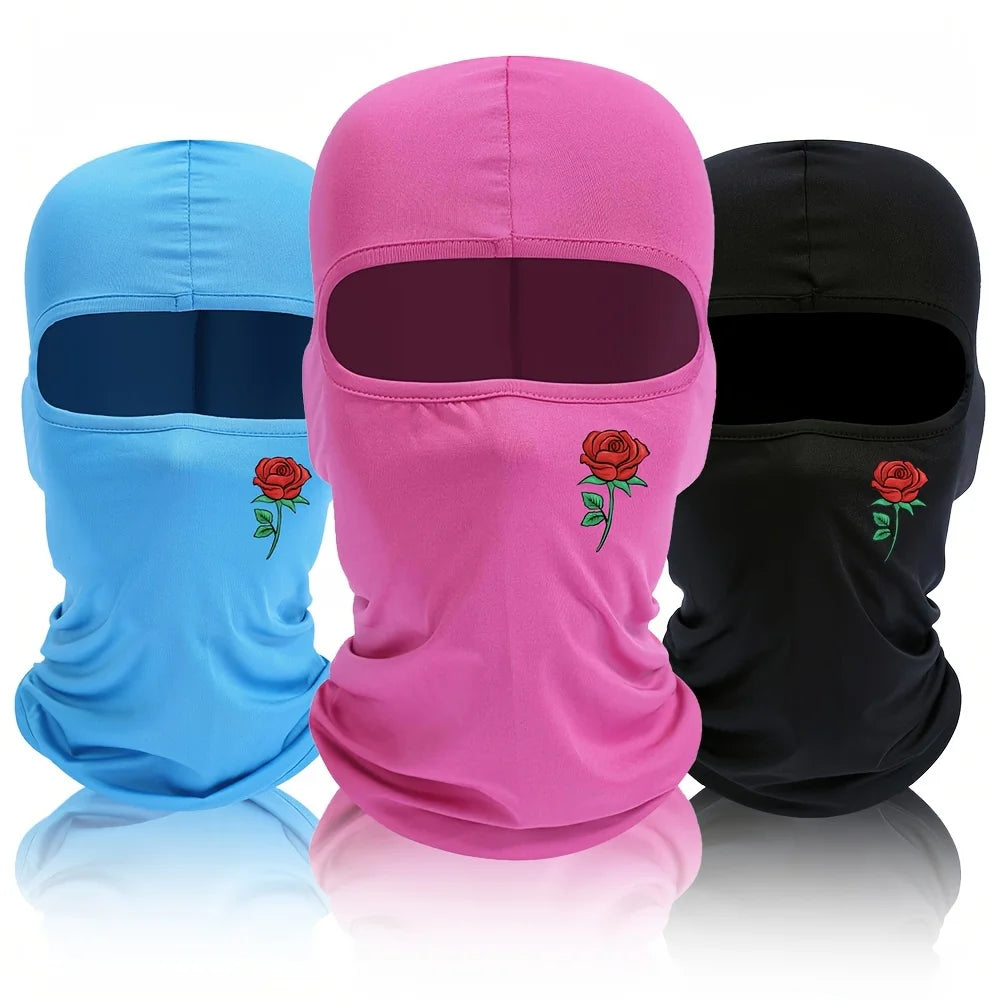 Rose Print Balaclava, Ski and Cycling Face Mask