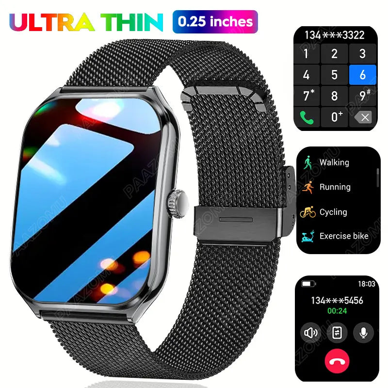 2026 New Smartwatch 1.96 inch Ultra-thin Bluetooth Call Health Monitor IP68 Waterproof 100 Sport Smart Bracelet For Android iOS