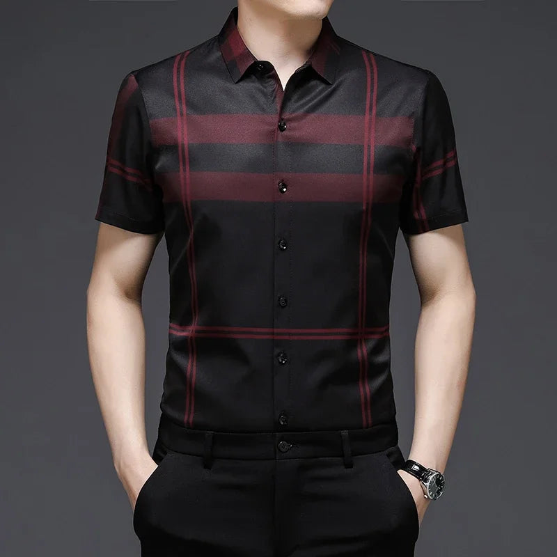 Men's Printed Short-Sleeve Shirt - Wrinkle-Resistant No-Iron Casual