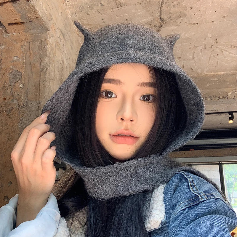 Women's Knit Balaclava Scarf Hat, Warm Winter Hood