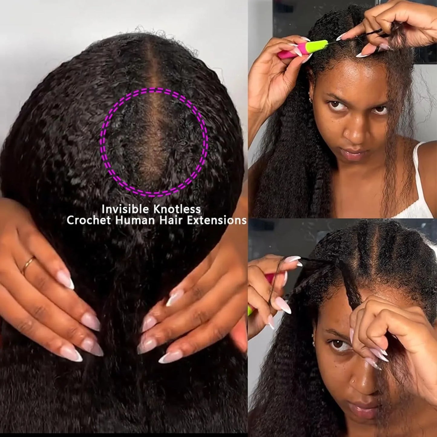 Coily Straight Feather Crochet 100% Human Hair Extension Pre Separated Knotless Crochet Hair Bundles For Reusable Boho Braids