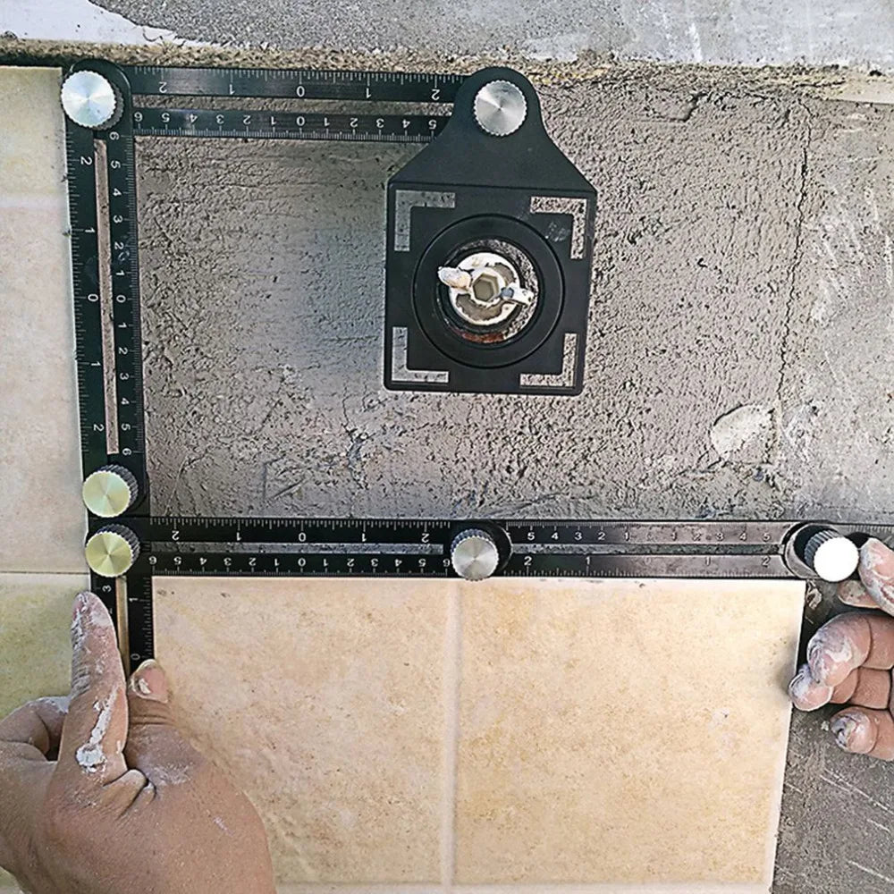 6-Fold Angle Measuring Ruler, Aluminium Tile Drilling Template