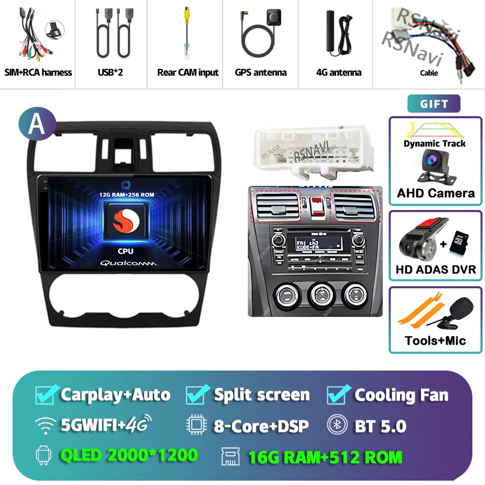Android 16 For Subaru Forester WRX XV 2012 - 2018 2K QLED Stereo Car Radio Multimedia Video Player GPS 4G CarPlay